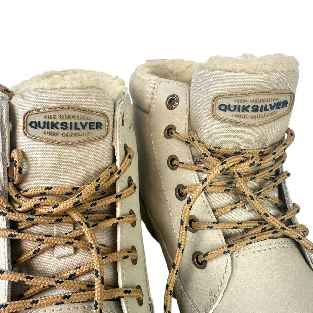 Quiksilver Boots Lace-Up Mission V Leather Winter Boots‎ Sherpa Lined Size 13